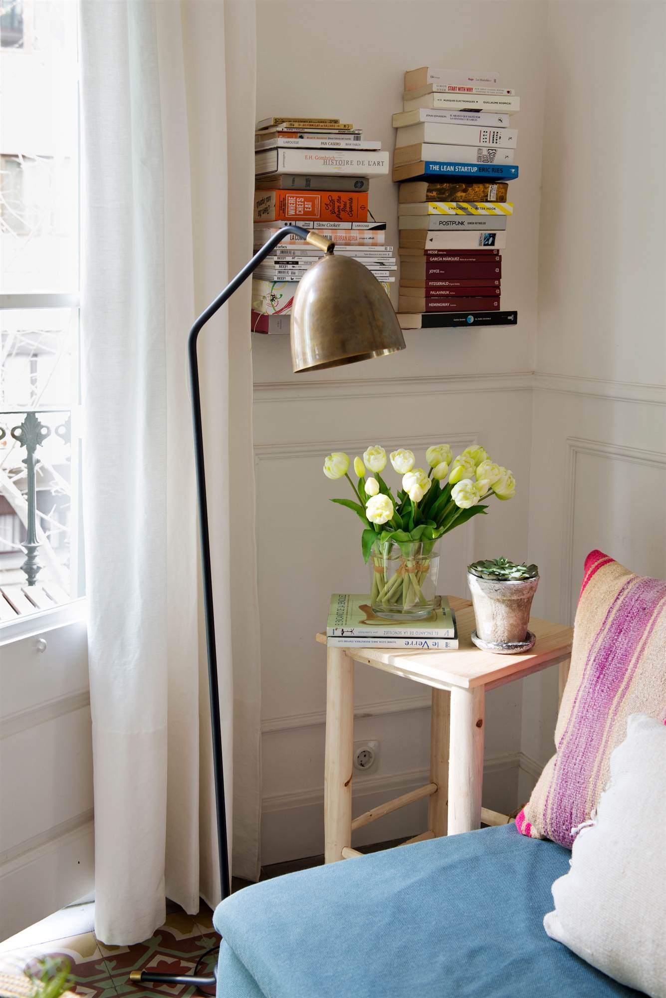 Detalle de baldas con libros