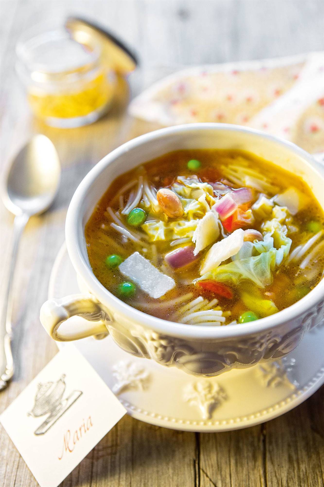 Sopa minestrone de verduras.