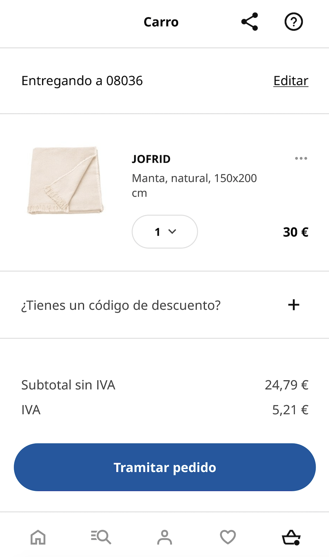 Tramitar pedido app Ikea