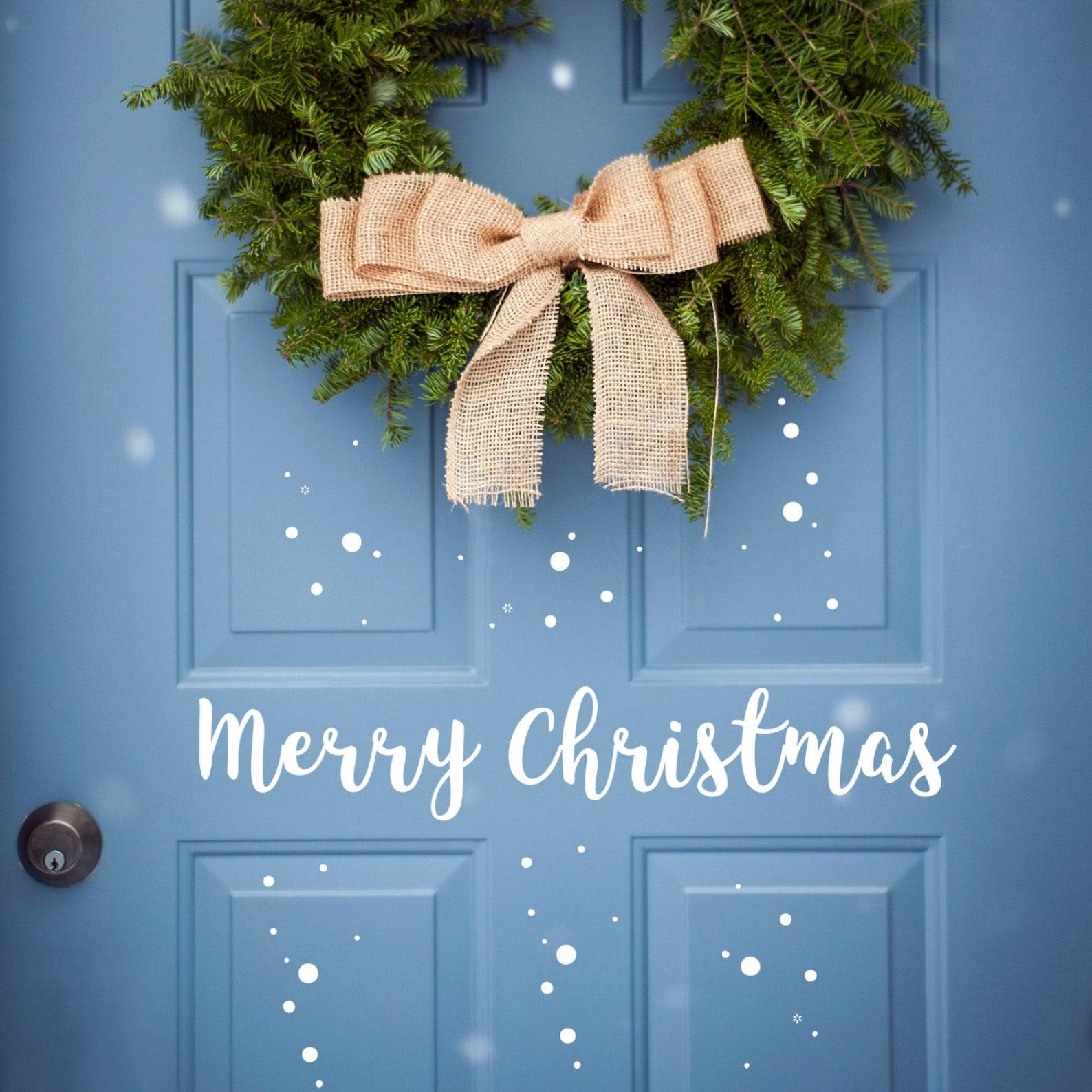 Pegatina de vinilo con mensaje navideño para la puerta