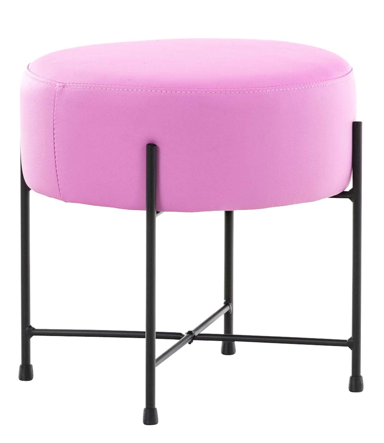 Taburete con asiento tapizado en rosa y patas de color negro de ManoMano