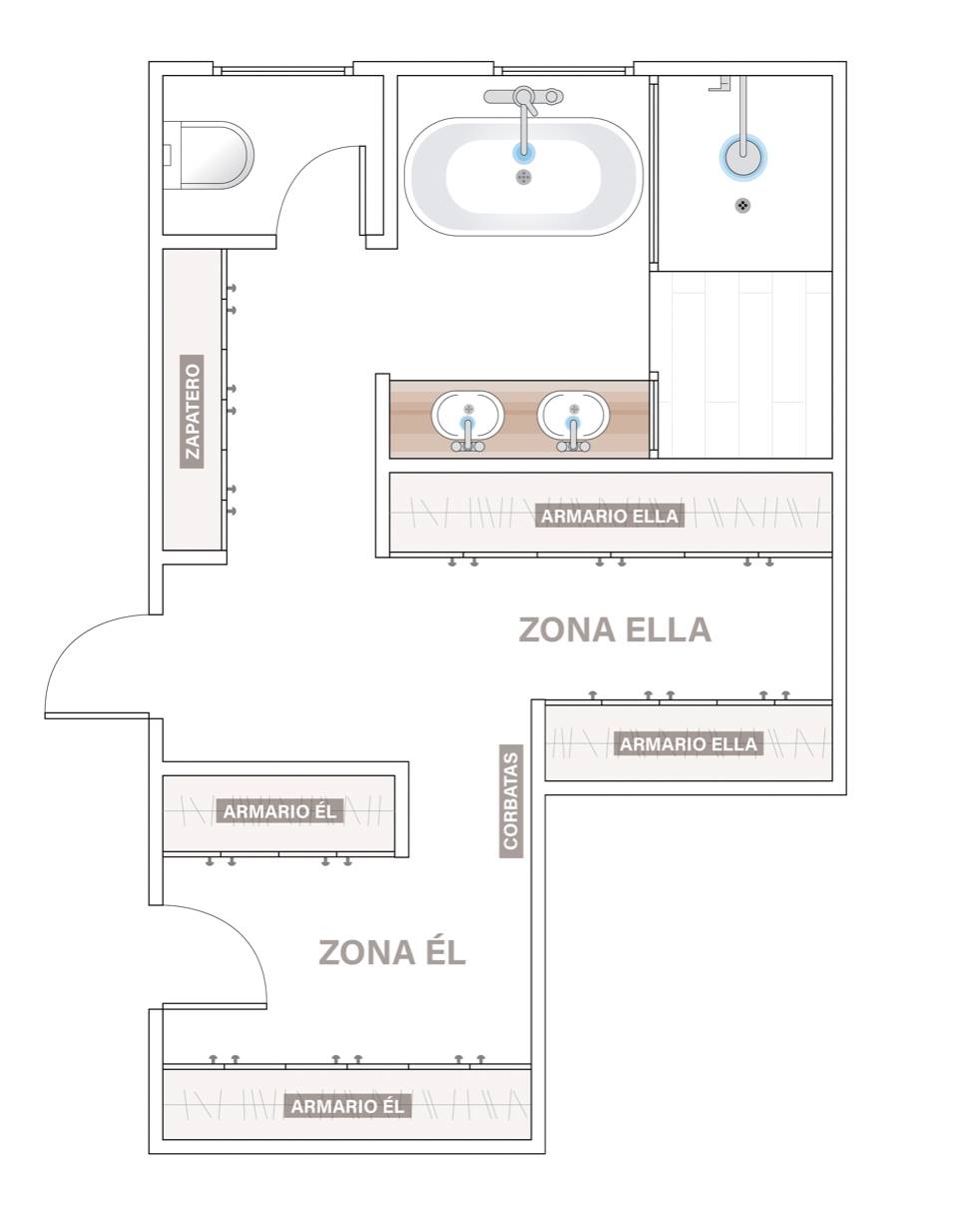 Plano del vestidor diseñado por Mausa Marchá 00533274