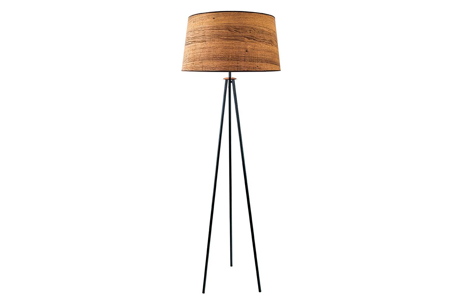 Lámpara de pie Aitana con pantalla de madera oscura de Leroy Merlin