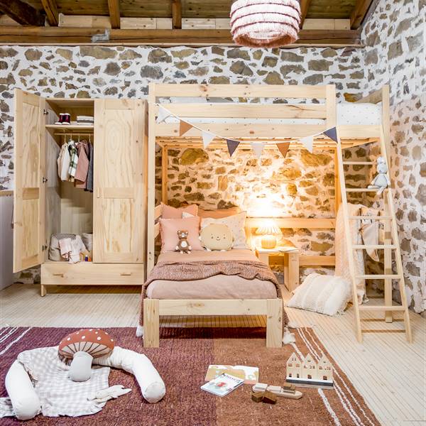 Camas y literas de madera natural para dormitorios funcionales con mucho estilo