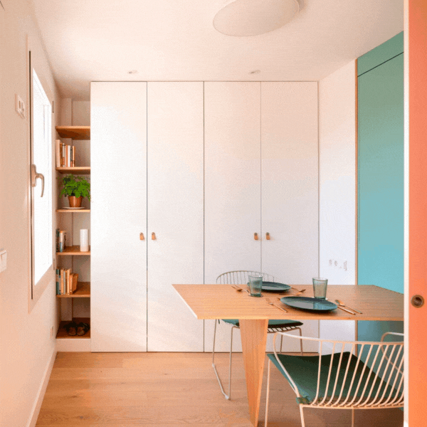 Un piso pequeño de solo 25 m2 que gana espacio con sus paredes 'transformer' (con plano)