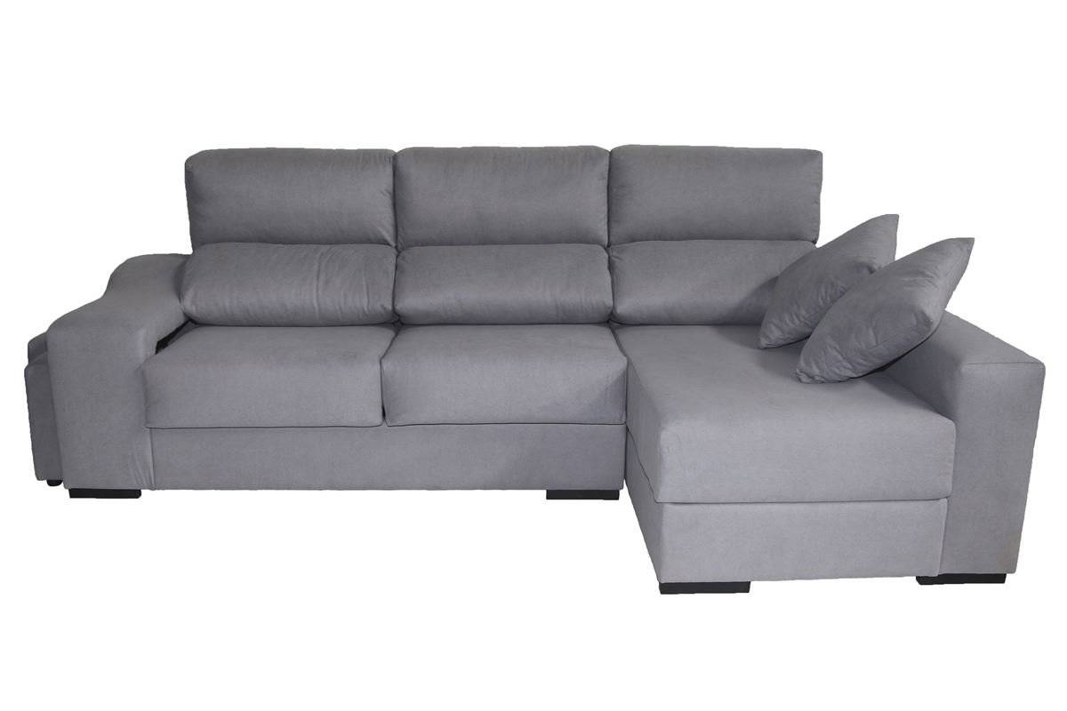 Un sofá gris modelo Lucia Dymar con chaise longue de Conforama
