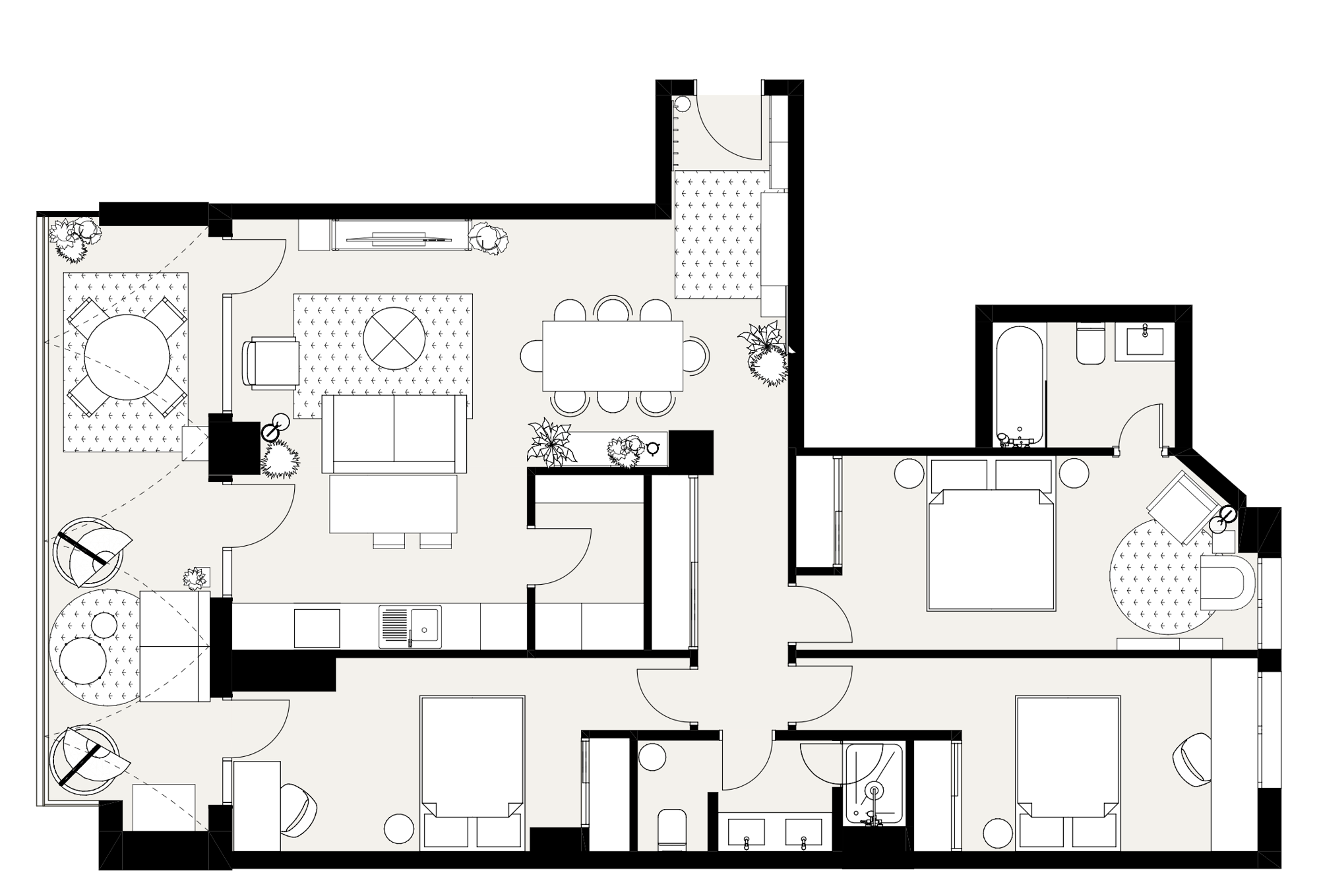 Plano de un piso en Gijon disen~ado por la arquitecta Ana Villaman~an