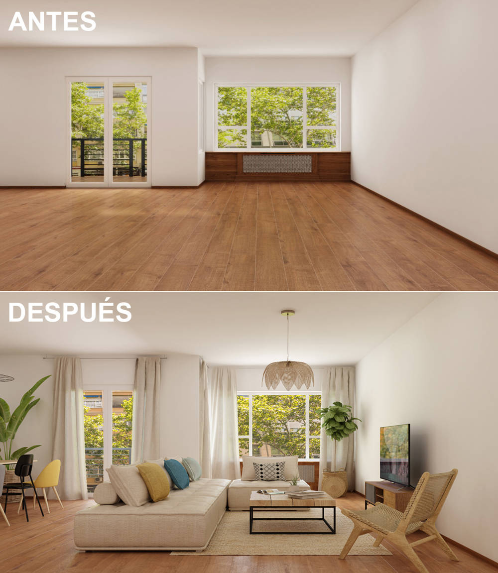 Salón antes y después por My Home Designers.