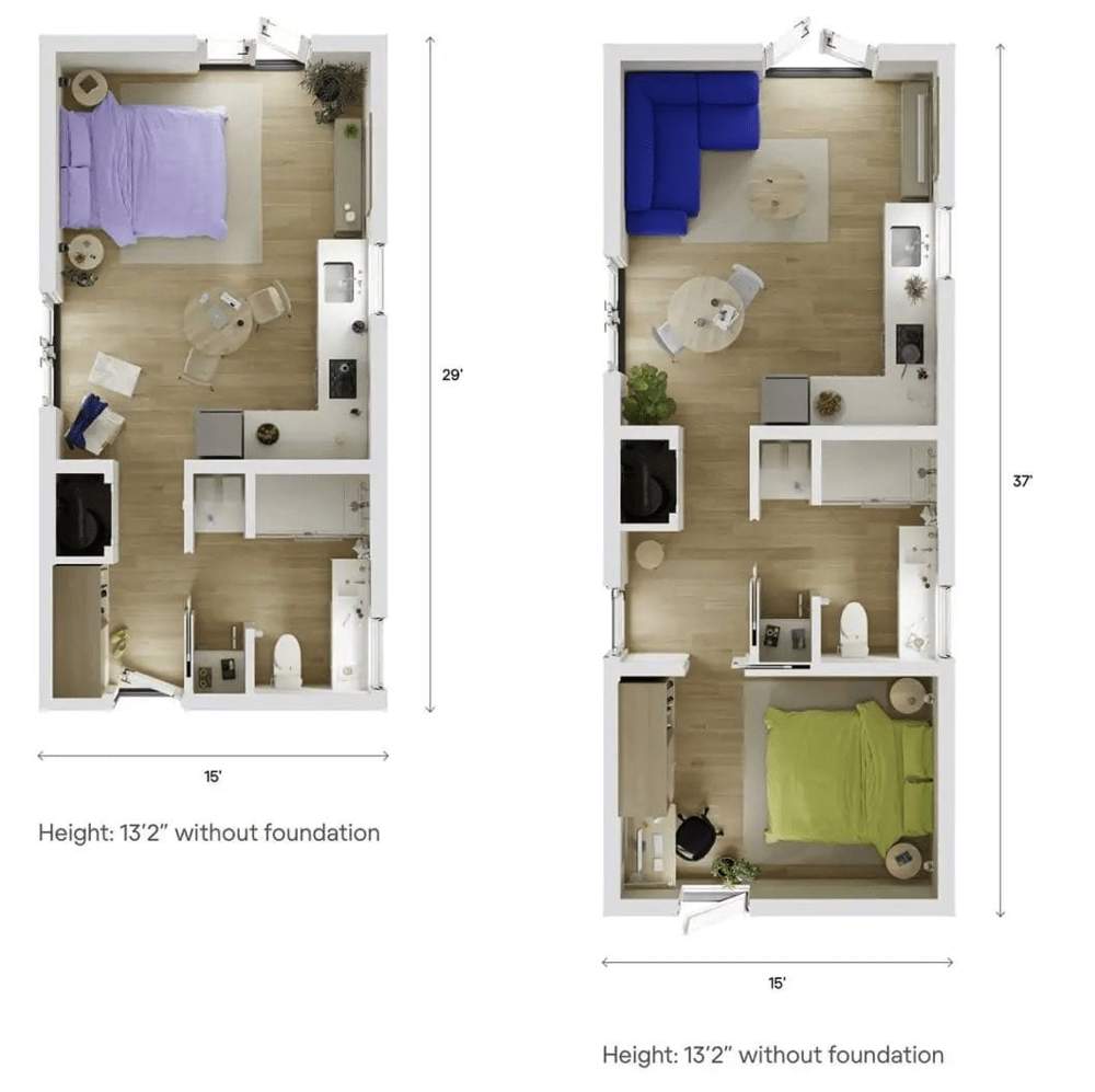 mapa de modelos de interior de casa prefabricada.