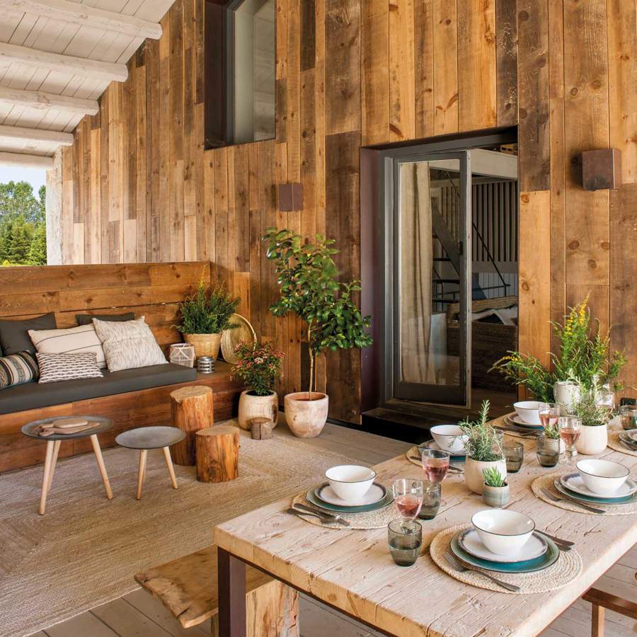 Terraza de casa de madera