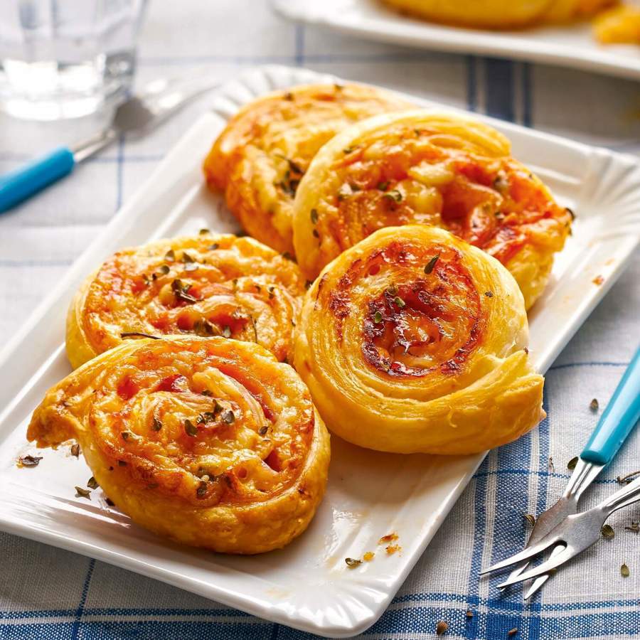 espirales de jamon queso y tomate 