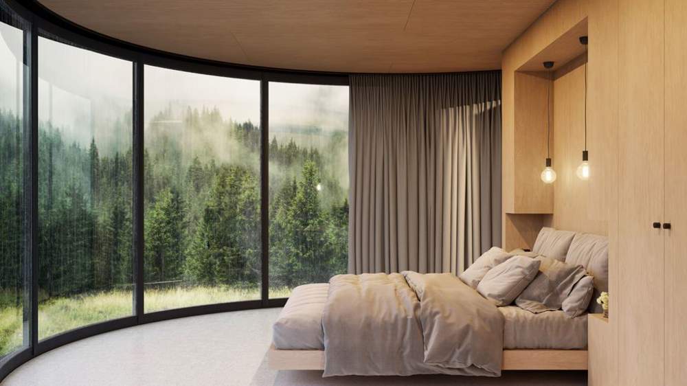 dormitorio con vistas ventanas