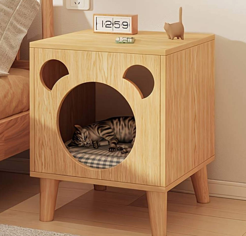 Mesa auxiliar con espacio para la mascota de Temu