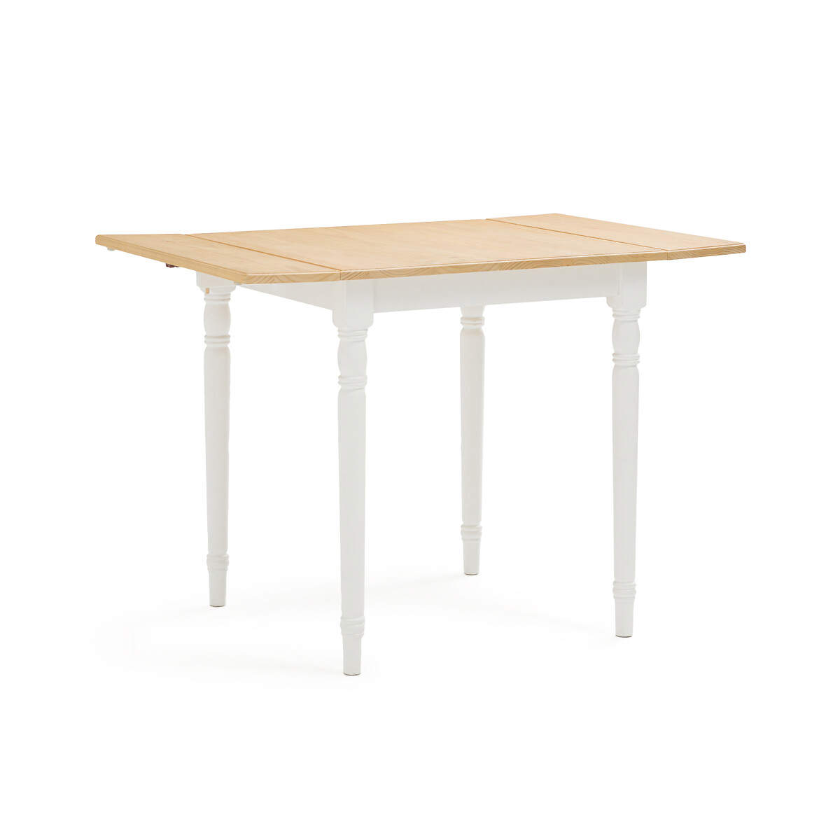 Una mesa de madera con patas blancas y sobre madera natual, La Redoute