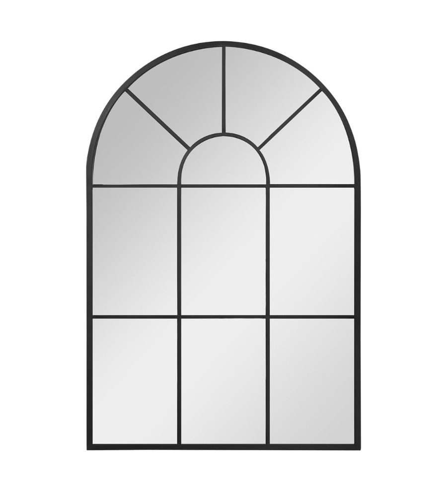 espejo ventana forma arco metal negro