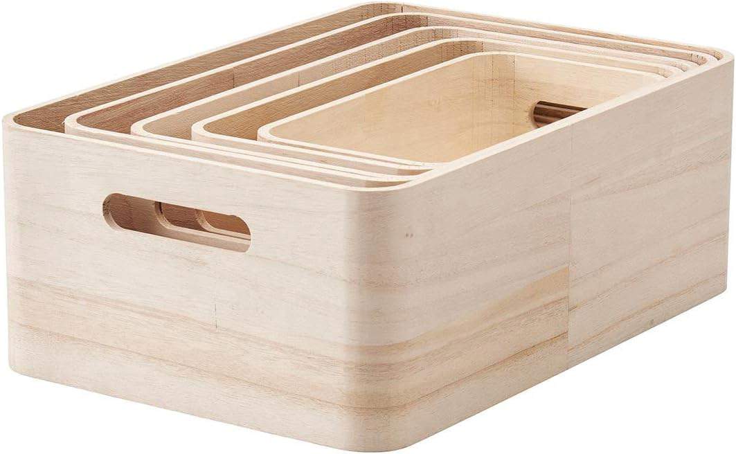 5 cajas de almacenamiento apilables de madera