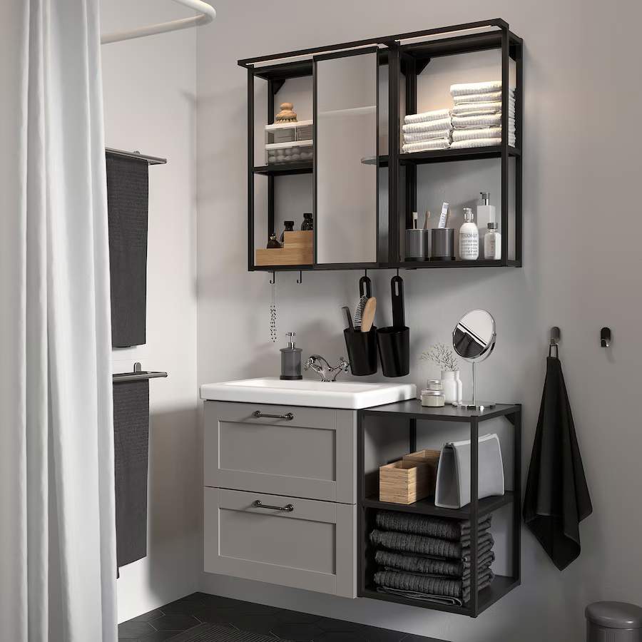 Baño, antracita/gris estructura ENHET de IKEA.