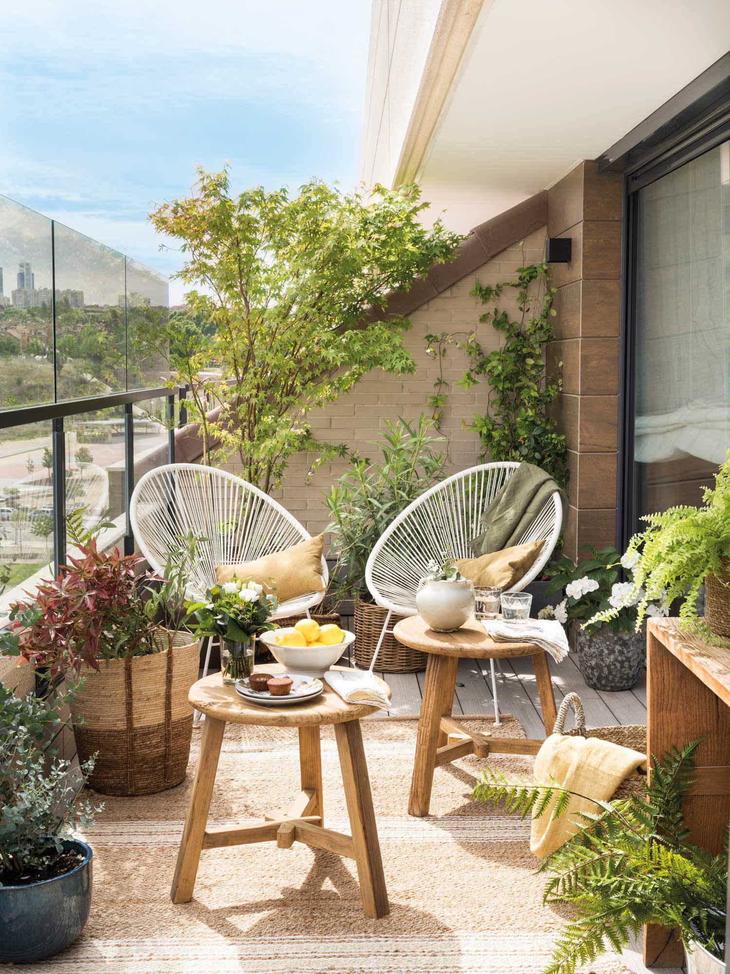 Terraza equipada con sillas Acapulco y plantas