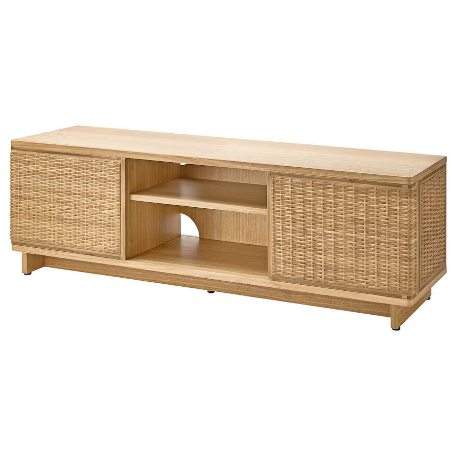 Mueble de la TV de madera y ratán, de IKEA