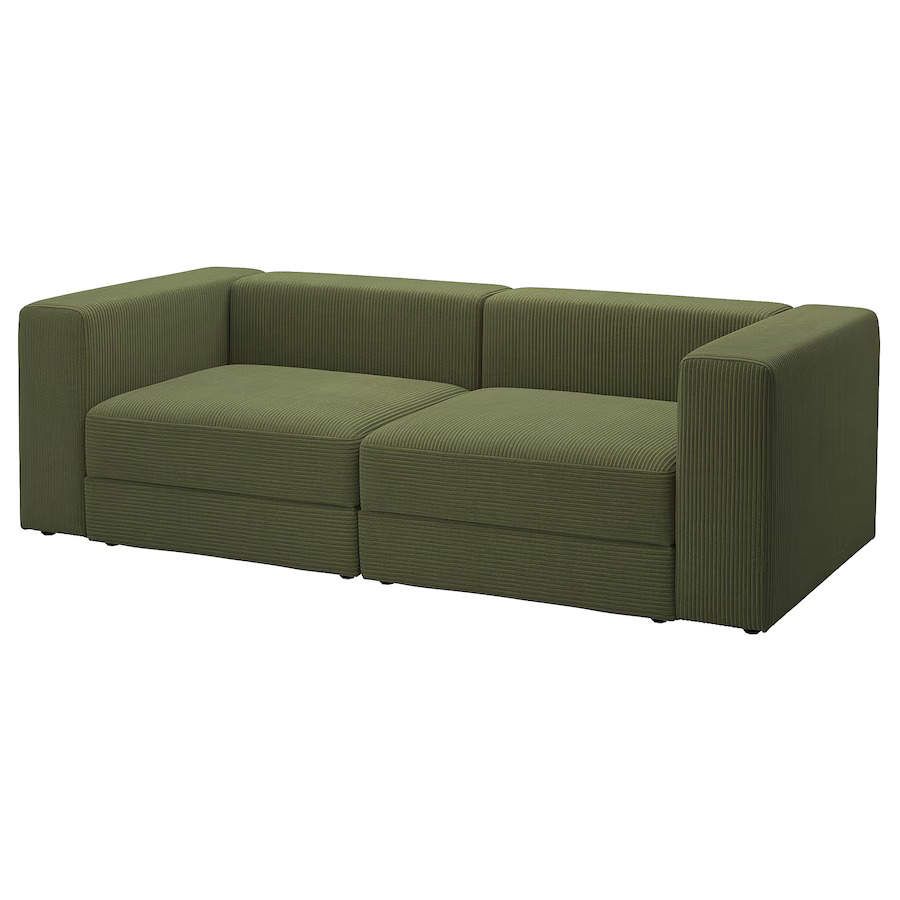 Sofá modular JÄTTEBO de pana verde, de IKEA