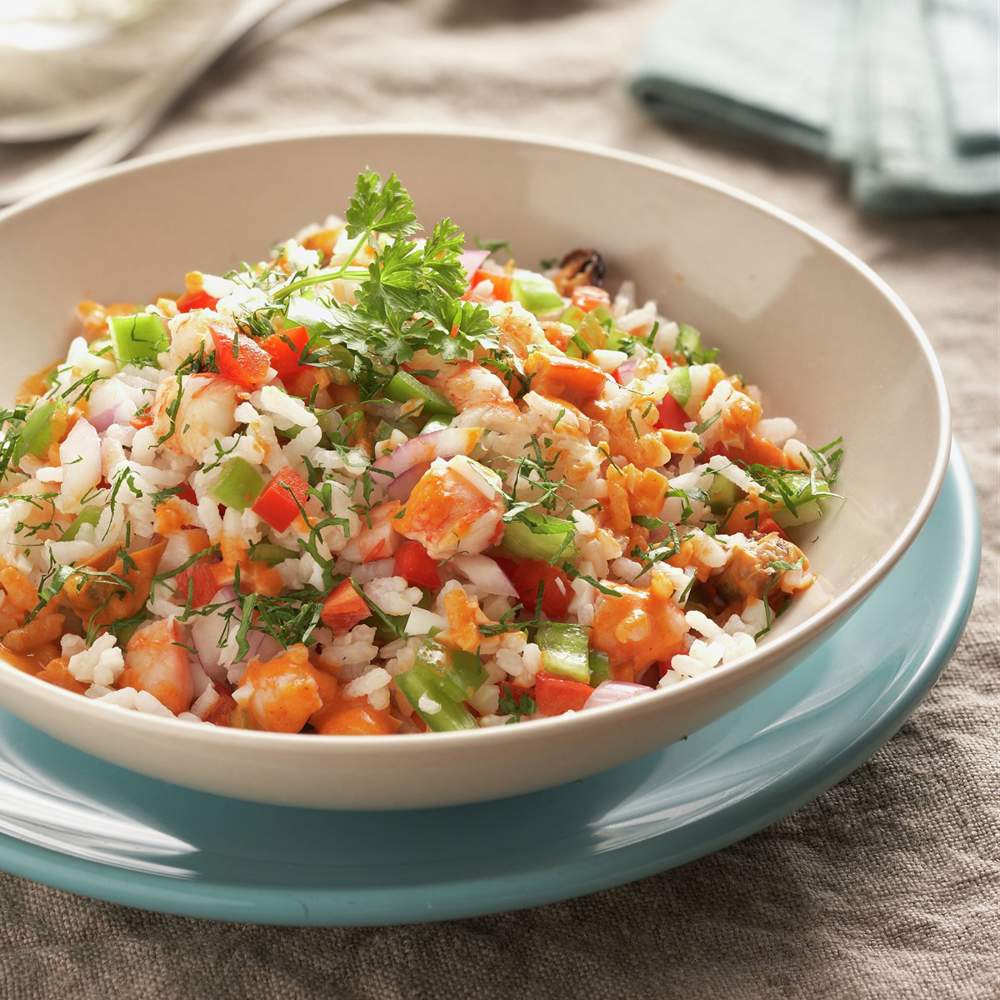 Ensalada de arroz con gambas