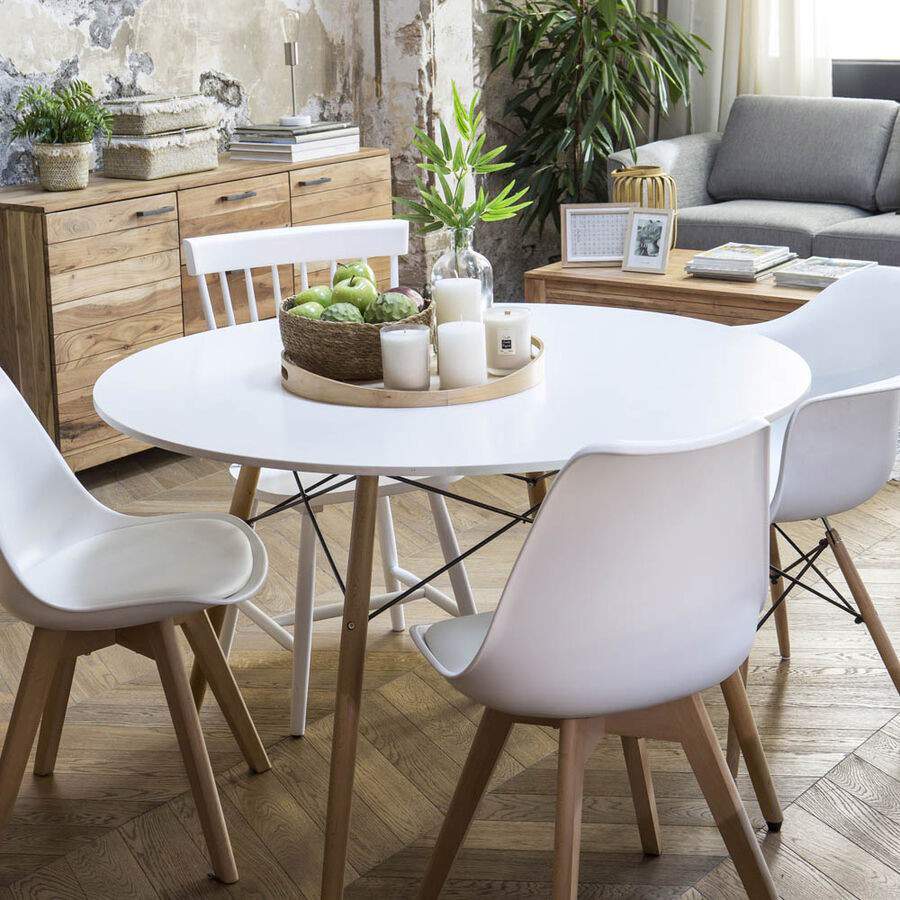 Mesa de comedor de madera blanca Leisure