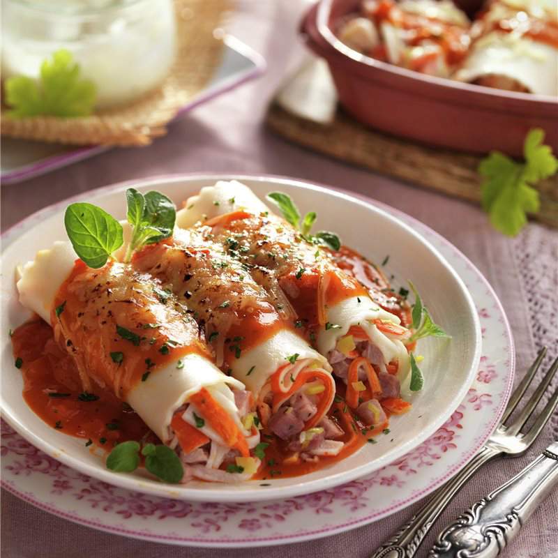 Canelones con yogurt