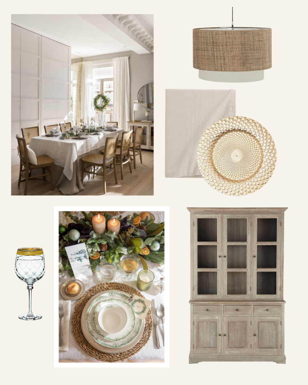 Moodboard del comedor de la Casa de Navidad