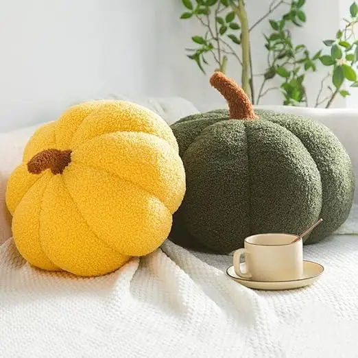 Almohada de felpa con diseño de calabaza