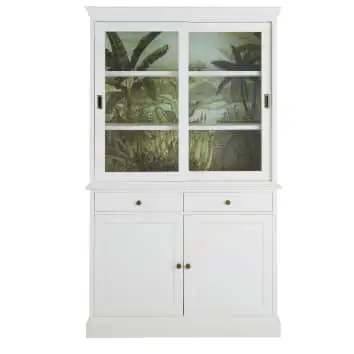 vitrina de madera blanca con 3 puertas y 3 cajones de estampado vegetal 1000 9 5 241987 1