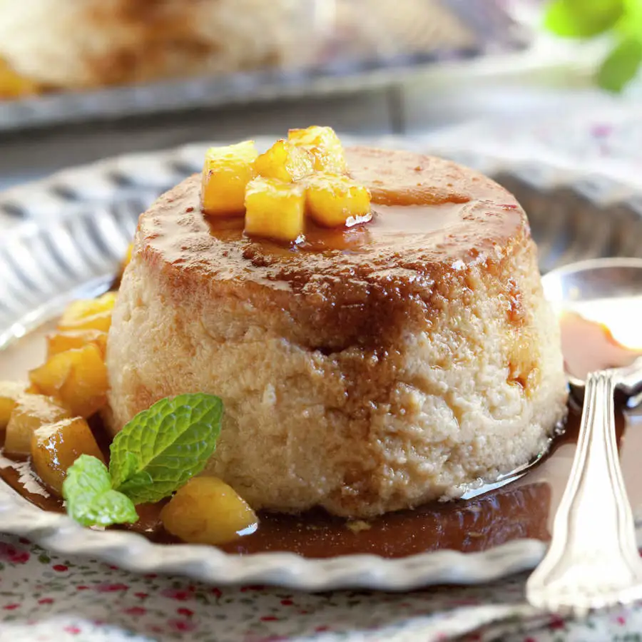 Postre: Flan de manzana al caramelo