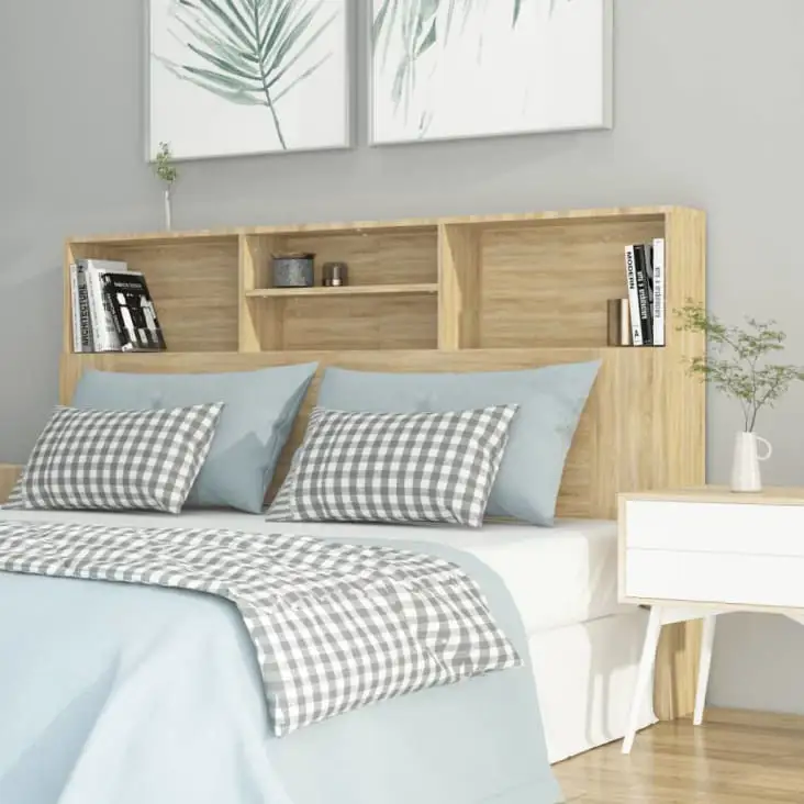 mueble cabecero con armario de cama madera roble sonoma  x103 5cm