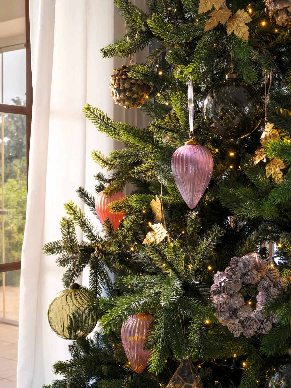 adornos arbol navidad tonos rosas