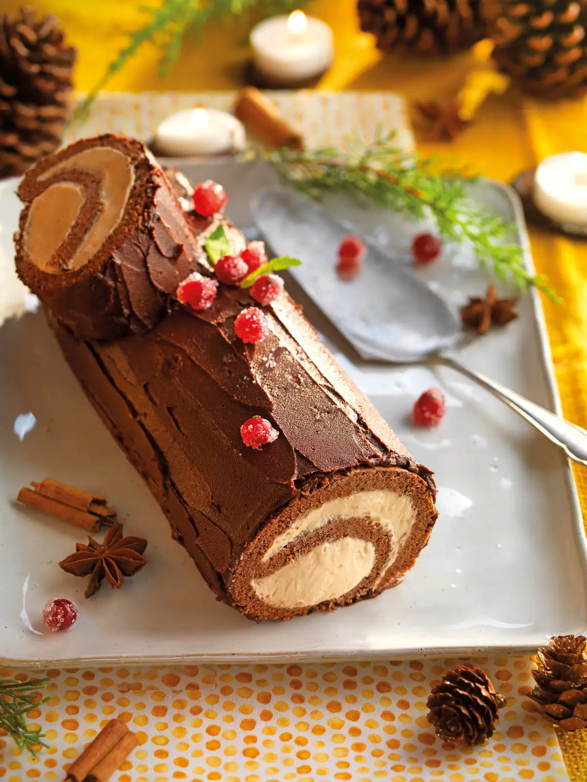 tronco chocolate relleno turron