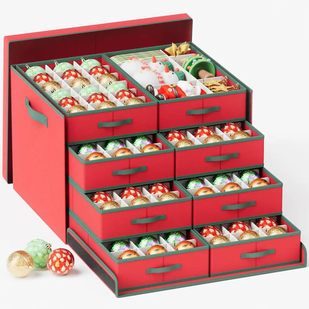 Caja para guardar bolas de Navidad con bandejas extraíbles