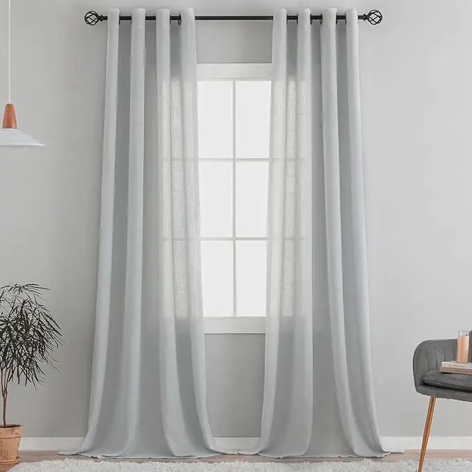 Cortinas de lino gris, de Amazon