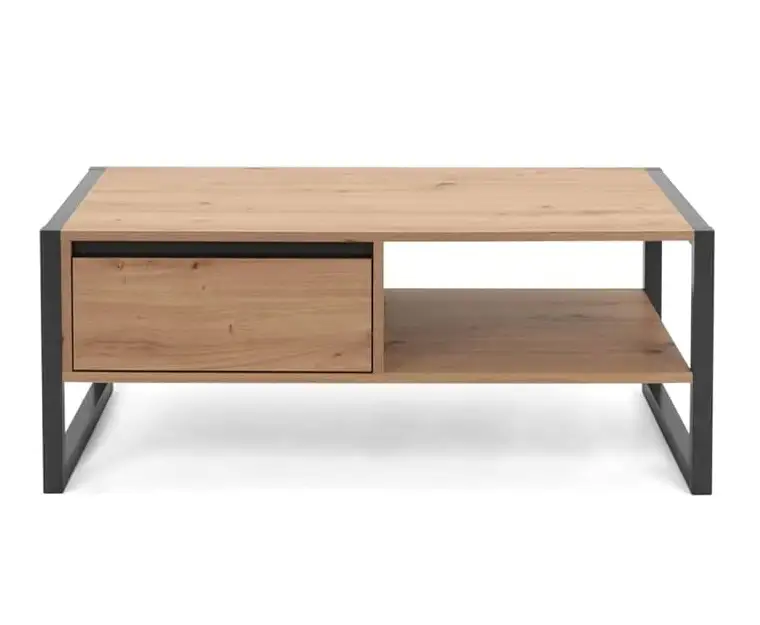 Mesa de centro de madera con balda y cajón, de Amazon