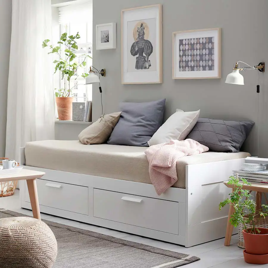 sofa cama ikea brimnes estructura divan con 2 cajones blanco