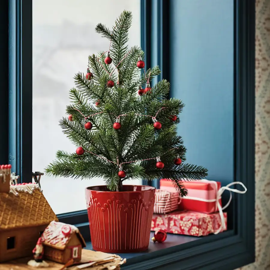 árbol de navidad ikea pequeño maceta roja