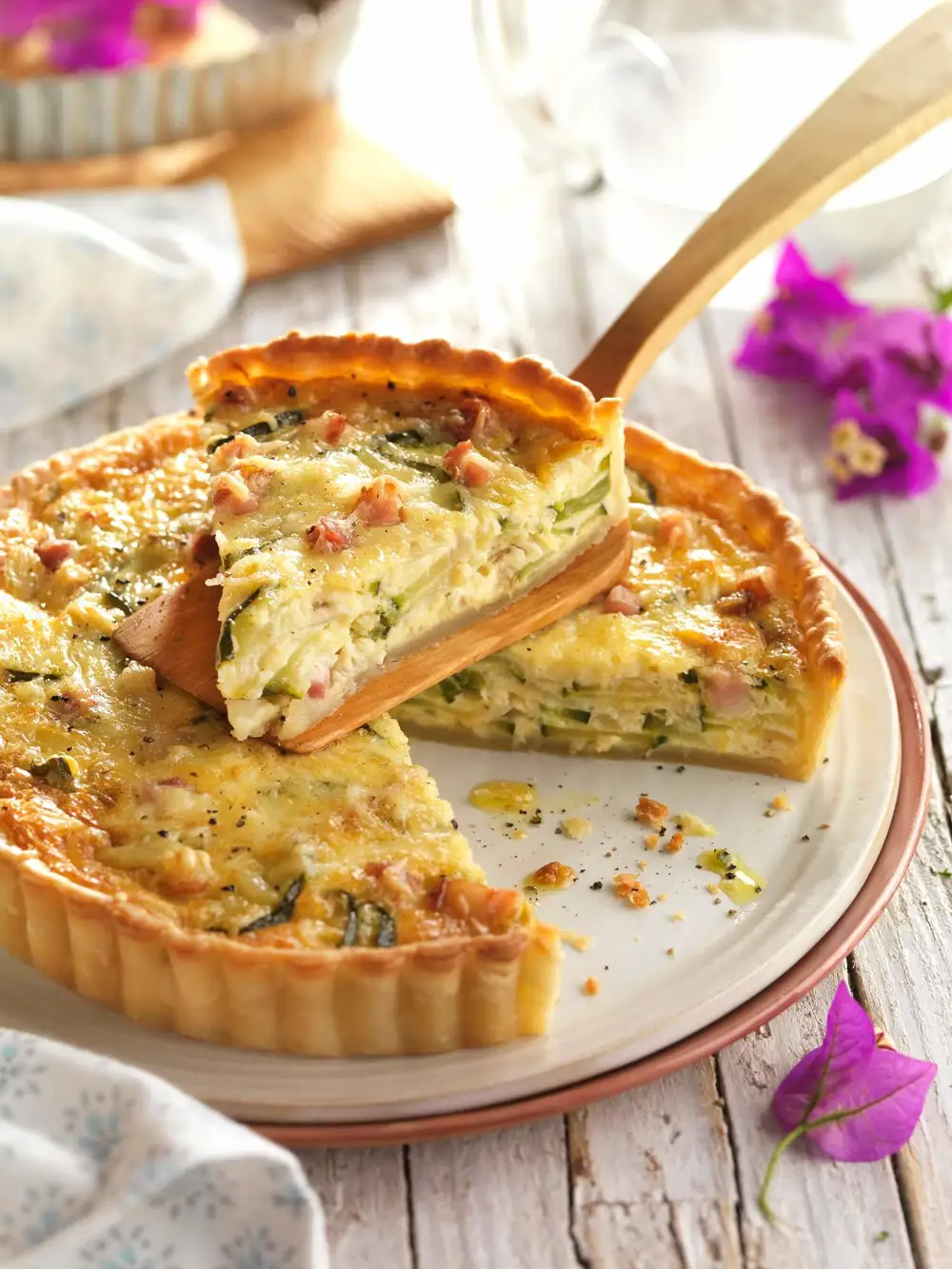 Quiche de calabacín y beicon