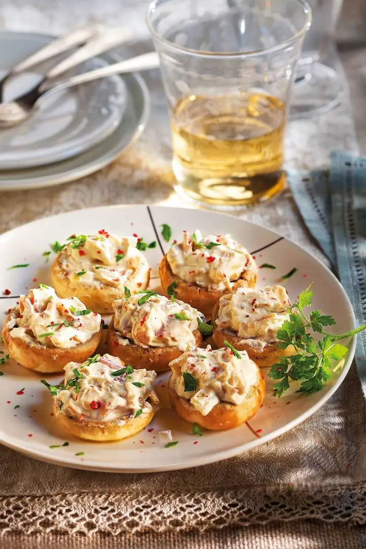 Champiñones rellenos a la carbonara