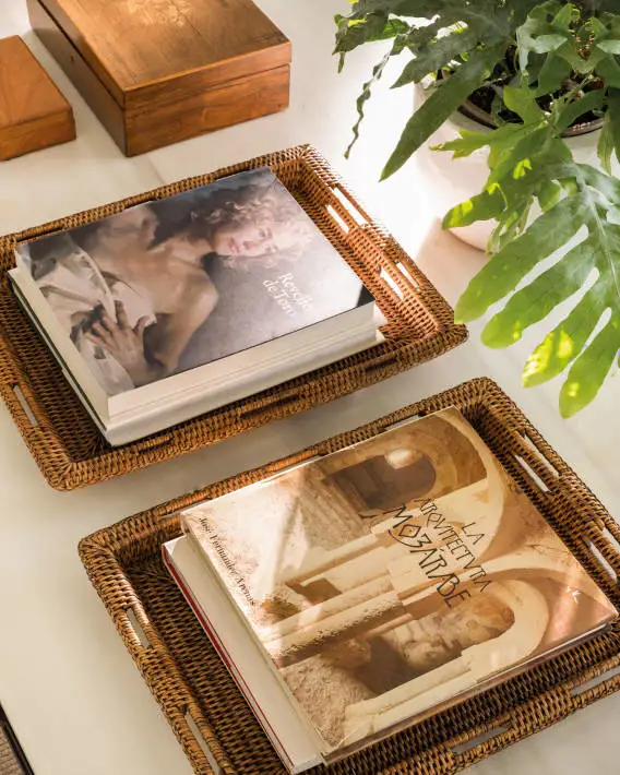 Detalle de mesa de centro con libros