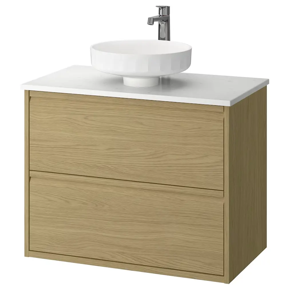 ÄNGSJÖN / LERSJÖN mueble madera lavabo sobre encimera ikea 