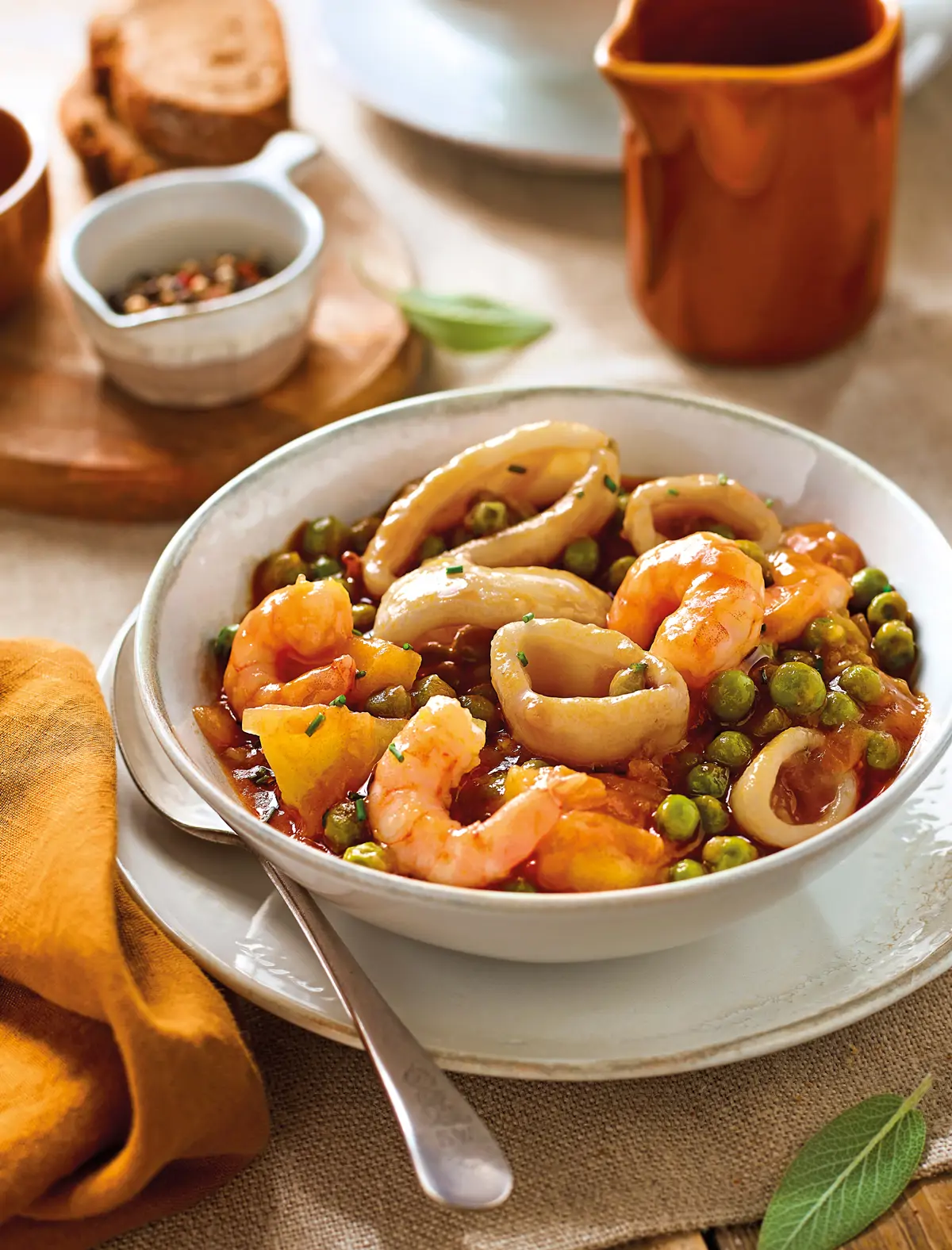 recetas con legumbres guisantes con gambas