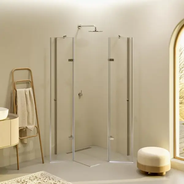 Mampara con puerta plegable