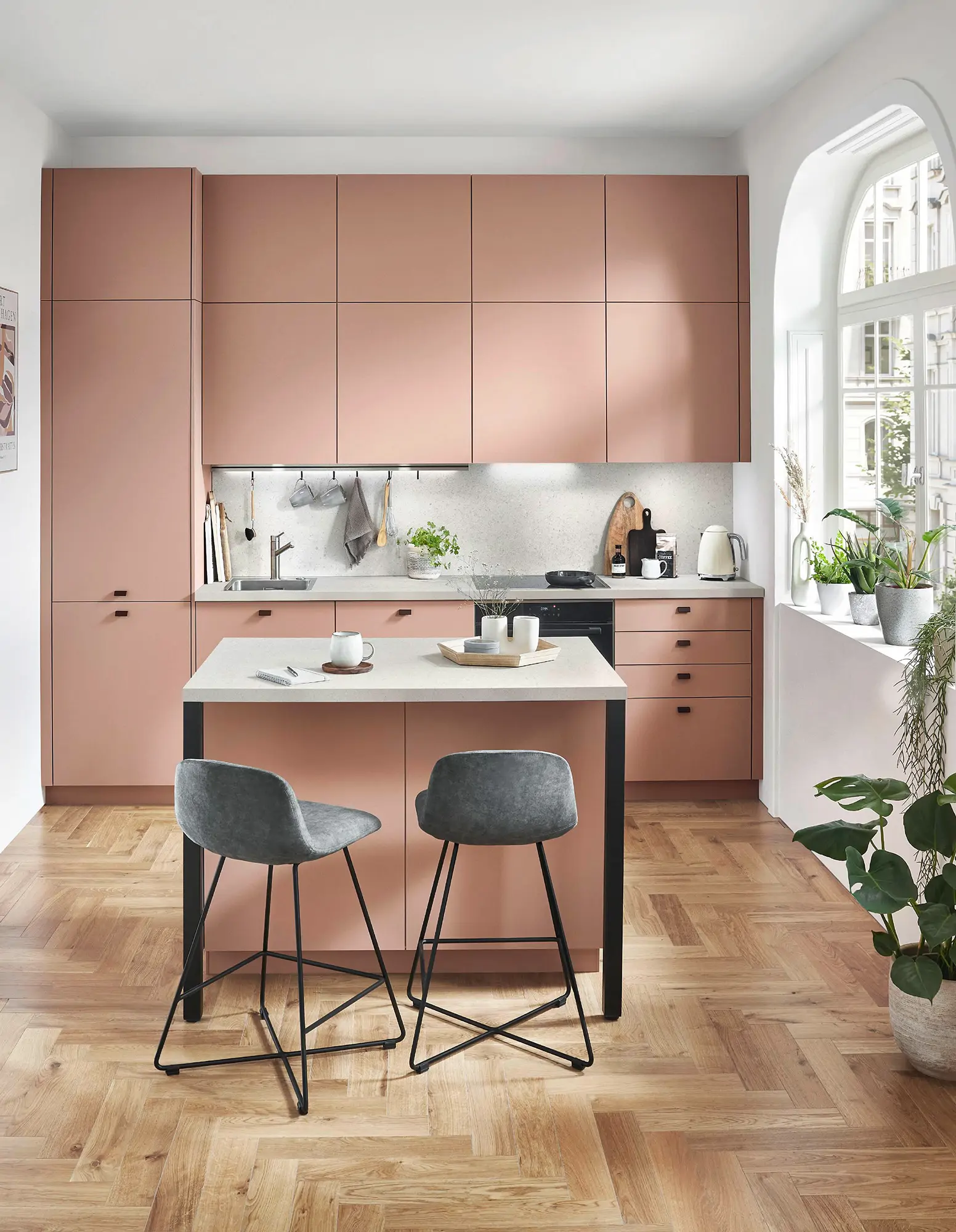 Cocina en color rosa de Conforama