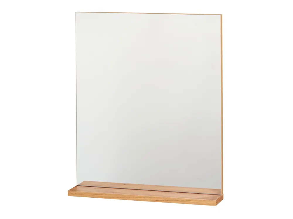 espejo de pared con estante de roble 