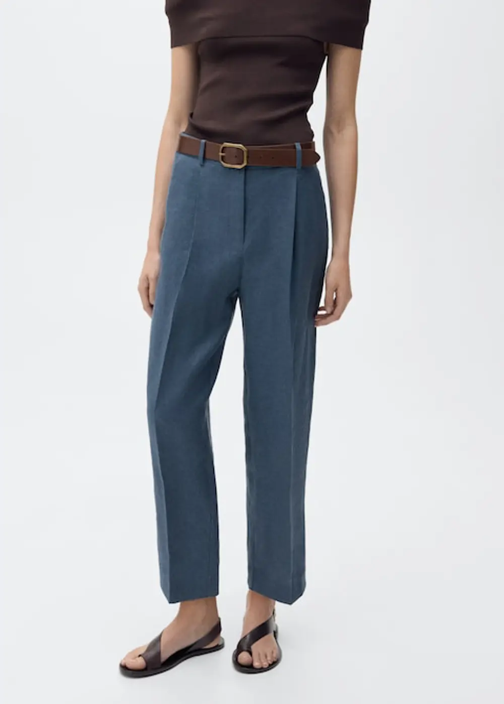 Pantalón recto lino pinzas