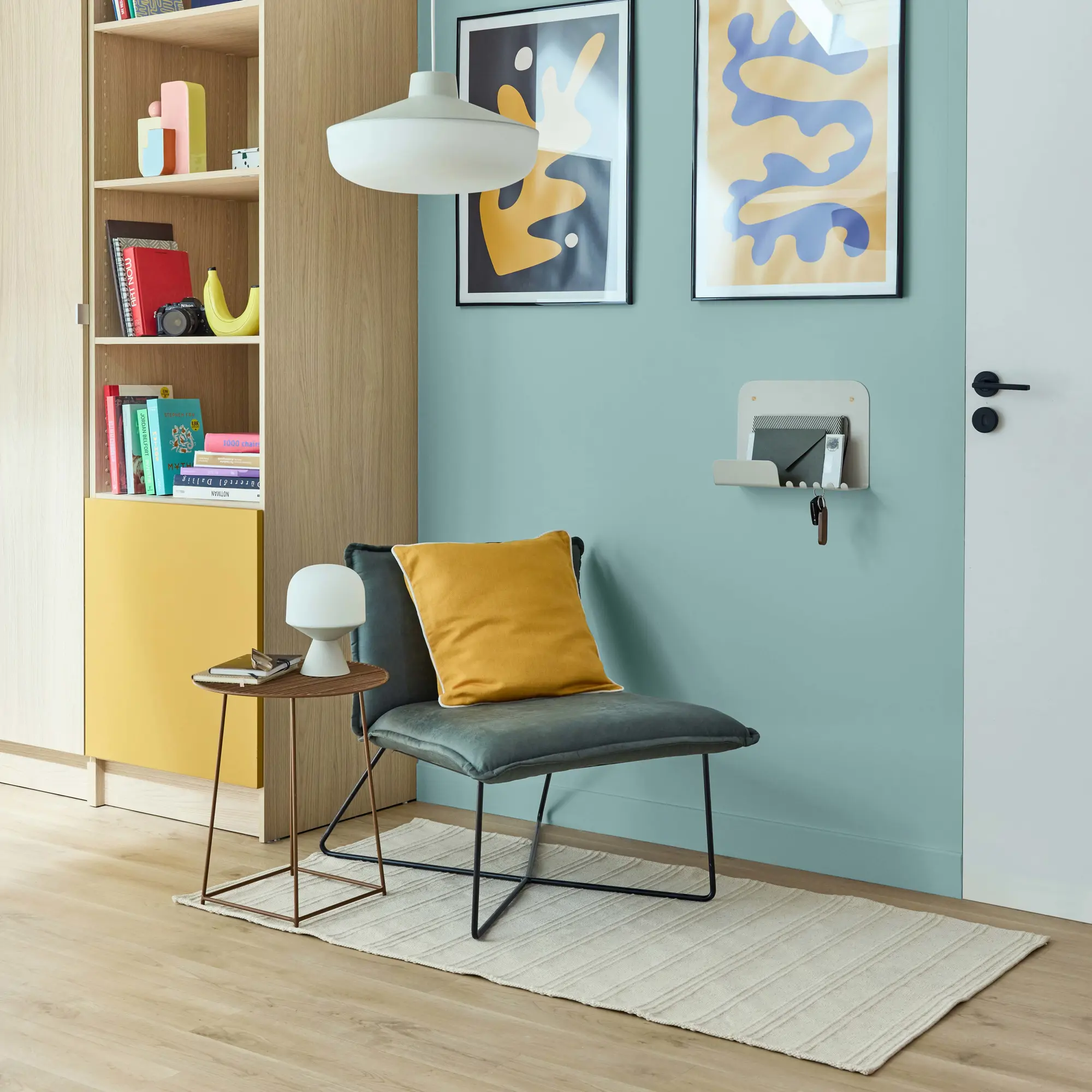Salón pintado con color Celadón 4 de Leroy Merlin