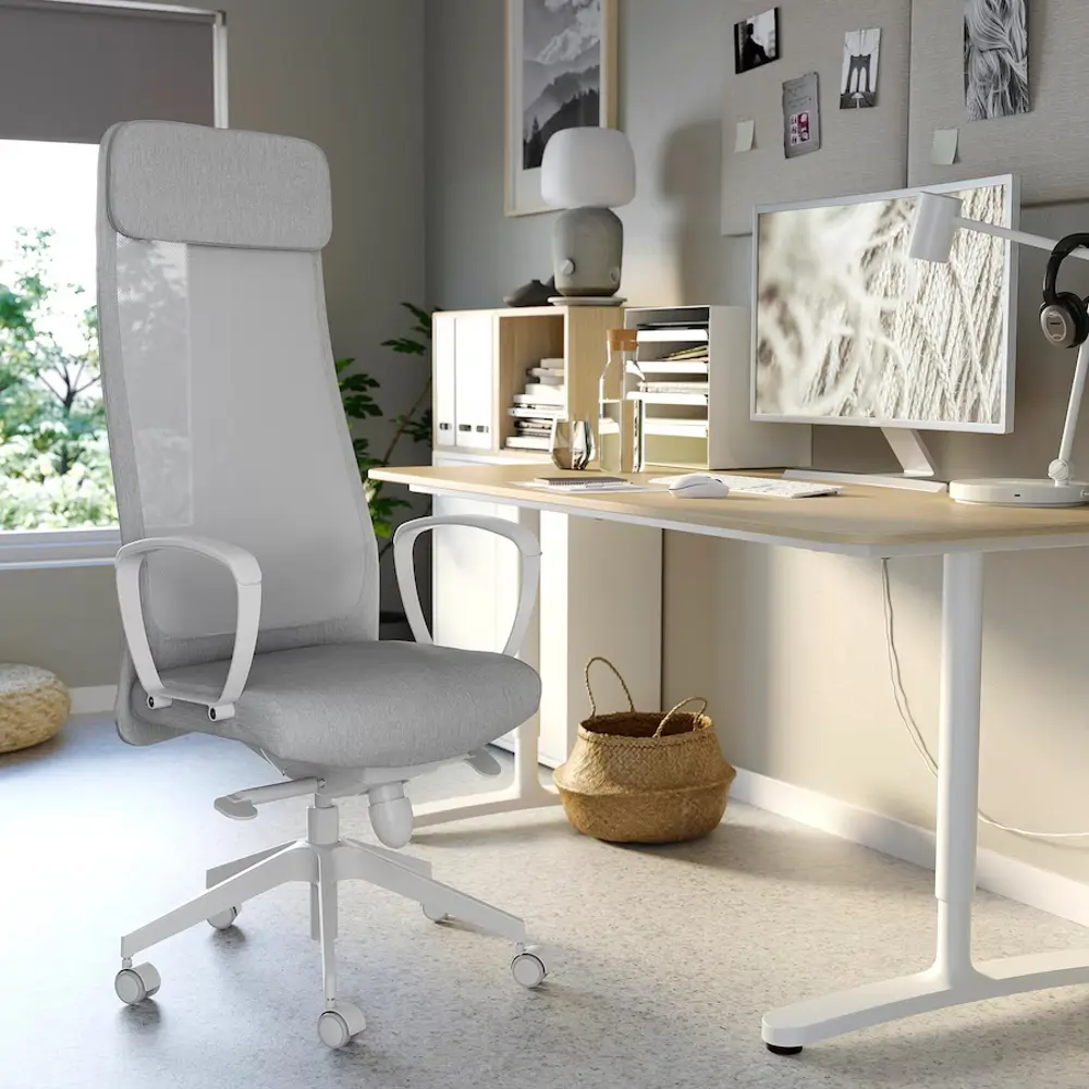 Silla de escritorio Markus en gris y blanco